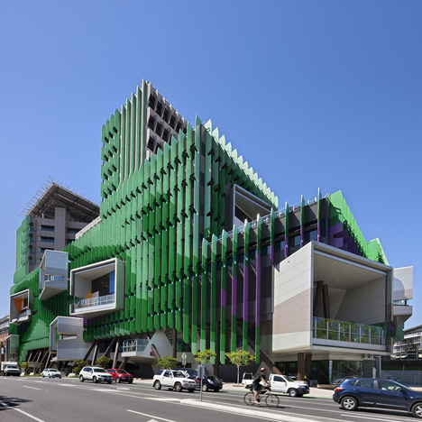 Hospital by Lyons and Conrad Gargett features a vibrant facade and a tree-inspired layout