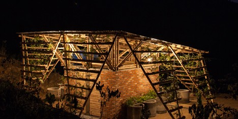 Toigetation by H&P Architects is a bamboo toilet block covered in plants