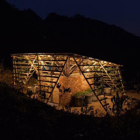 Toigetation by H&P Architects is a bamboo toilet block covered in plants