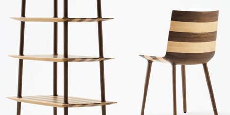 Claesson Koivisto Rune uses two types of wood to make stripy furniture