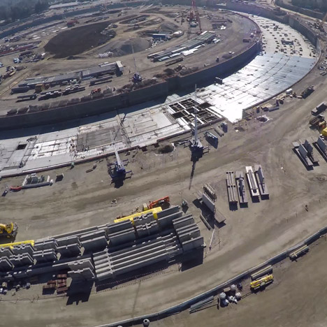Drone movie shows progress on Apple Campus construction