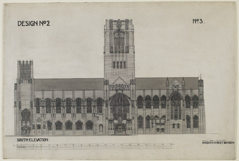 Liverpool Cathedral competition design by Charles Rennie Mackintosh