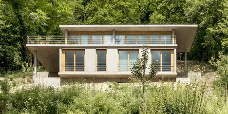 Gian Salis’ House on a Slope steps down a hillside in the Rhine Valley