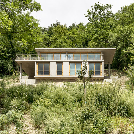 Gian Salis’ House on a Slope steps down a hillside in the Rhine Valley