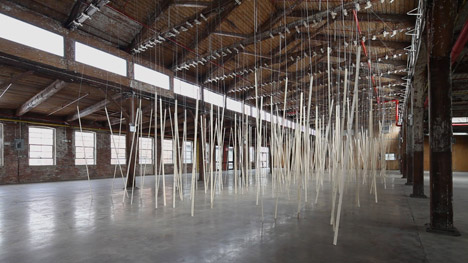 Studio Zimoun installation at Knockdown Center NYC