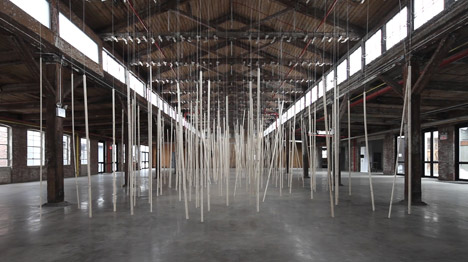 Studio Zimoun installation at Knockdown Center NYC