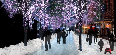 The Edmonton Freezeway curb-side ice-skating rink in Canada