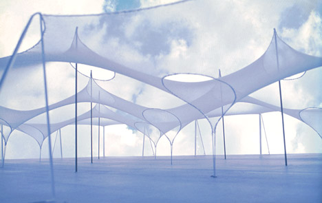 Form-finding study for the support of textile membranes and rope nets