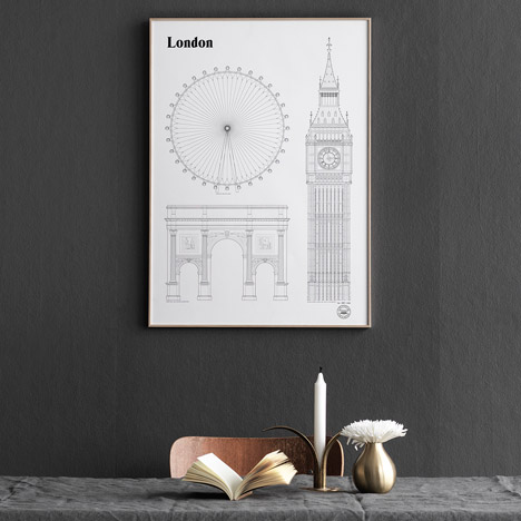 London Landmarks and Elevations posters by Studio Esinam