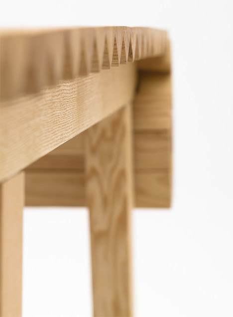 Wooden Cloth table by Nathalie Dackelid