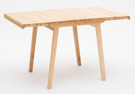 Wooden Cloth table by Nathalie Dackelid