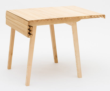 Wooden Cloth table by Nathalie Dackelid