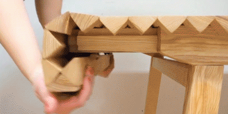 Wooden Cloth table by Nathalie Dackelid