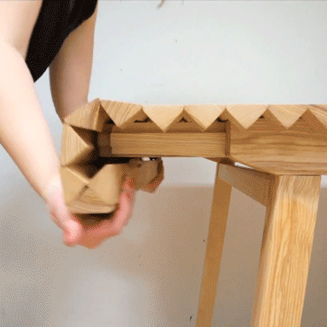 Wooden Cloth table by Nathalie Dackelid