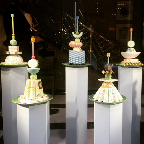 Bethan Laura Wood creates installation of oversized canapés for lettuce-shaped plates