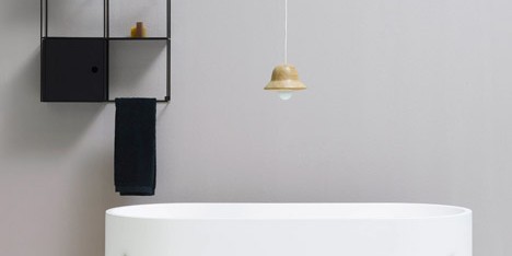 Felt shelf, Hat lamp, and Stand bathtub and basin by Norm Architects for Ex.T