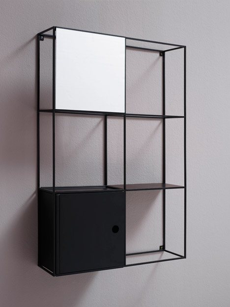 Felt shelf, Hat lamp, and Stand bathtub and basin by Norm Architects for Ex.T