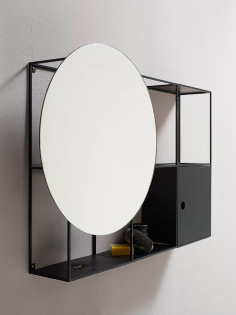 Felt shelf, Hat lamp, and Stand bathtub and basin by Norm Architects for Ex.T