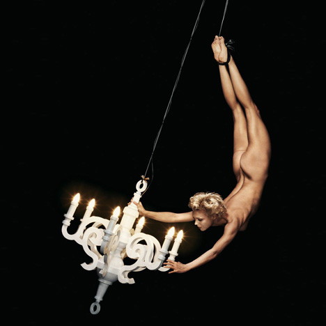 Erwin Olaf's photo for Moooi featuring Paper Chandelier by Studio Job