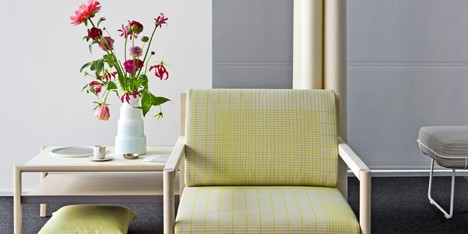 Scholten & Baijings upholsters Herman Miller seating in gridded fabric
