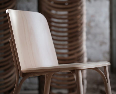 Split bent-wood chair by Arik Levy for TON