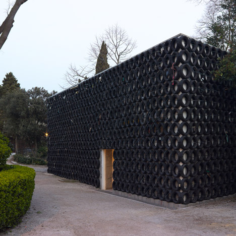 Tsibi Geva hides Israel’s Venice biennale pavilion behind a wall of used tyres