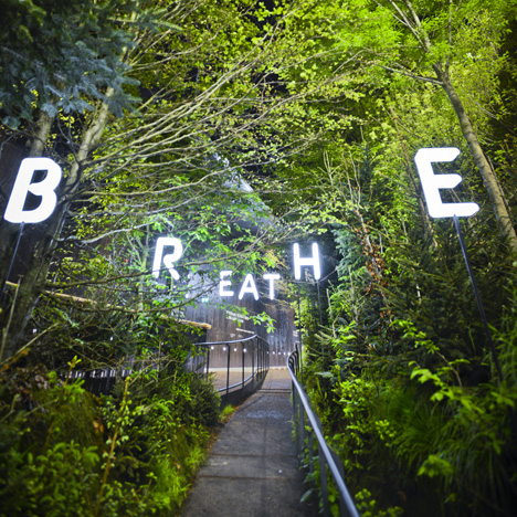 Austria’s Milan Expo pavilion contains a forest filled with clouds of mist