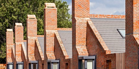 Brick bungalows provide social housing for elderly residents in east London