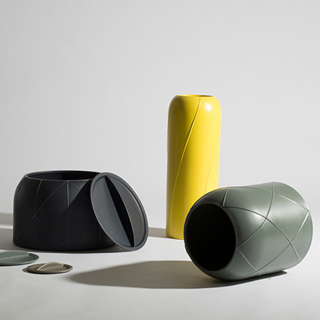 Benjamin Hubert patterns ceramic containers with raised seams