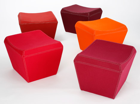 Felt Fin Ottoman by David Weeks