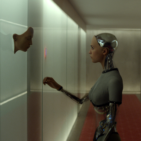 “Hard shiny surfaces are for the bad guys” says Ex Machina production designer