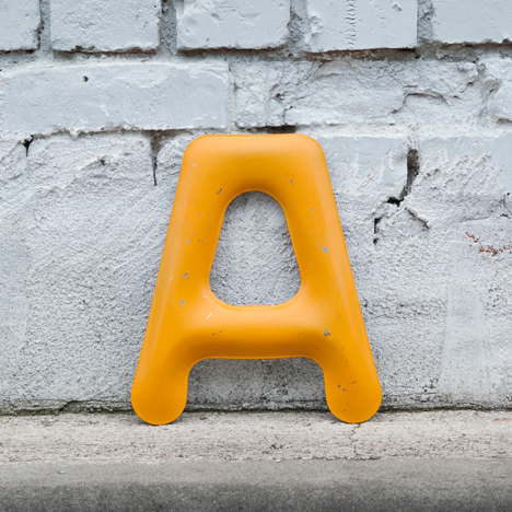 FiDU Alphabet is a 3D typeface made from inflated sheet-metal