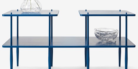 Legs protrude through tabletops in Assembly Design’s L Series
