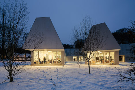 Contemporary buildings for art, architecture, graphic design, and photography, Krabbesholm Højskole residential high school campus, Denmark, by MOS Architects, 2012. Photograph by Florian Holzherr