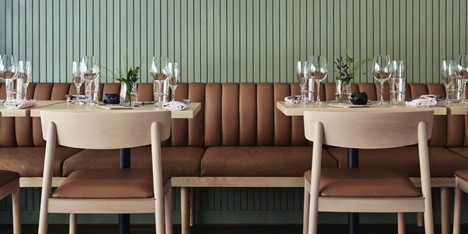 Joanna Laajisto references 1940s kiosks for Michel restaurant in Helsinki