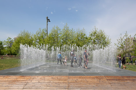 Please Touch the Art by Jeppe Hein on Brooklyn Bridge