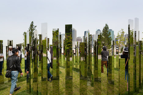 Please Touch the Art by Jeppe Hein on Brooklyn Bridge