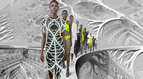 Tree of Life, digital runway collection, Spring Summer 2015 by threeASFOUR. Model: Grace Bo. Photograph by Jeffrey Hagerman