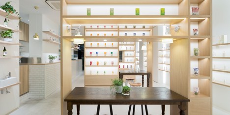 Nendo’s Beauty Library presents organic cosmetics on bookshelves