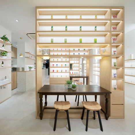 Nendo’s Beauty Library presents organic cosmetics on bookshelves