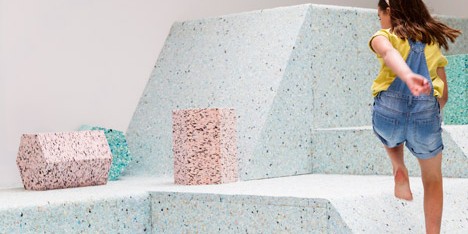 Assemble’s Brutalist Playground is a climbable landscape of ice-cream-coloured shapes