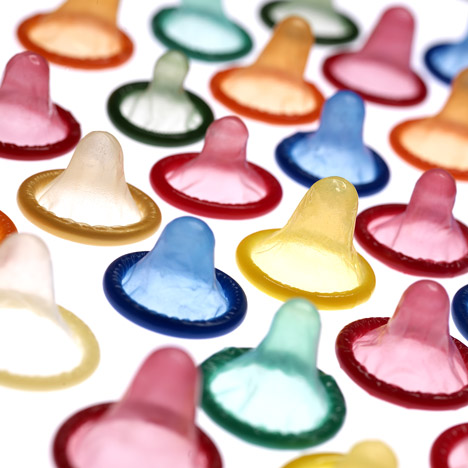 Colourful condoms