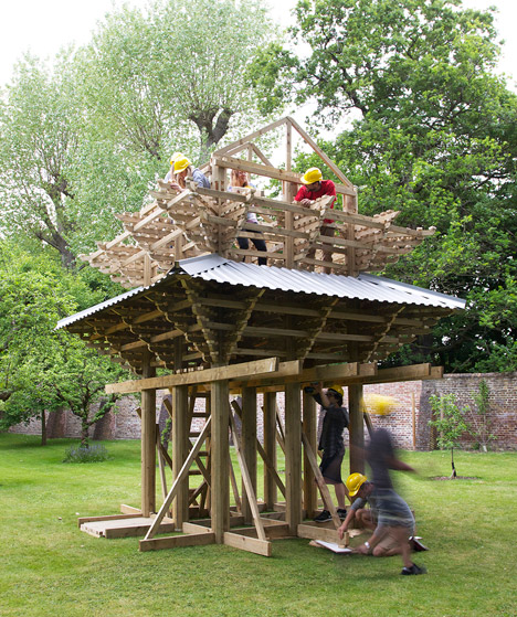 Japanese wooden temple at Dorich House Museum by Kingston University students