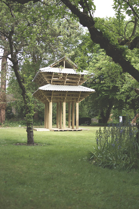 Japanese wooden temple at Dorich House Museum by Kingston University students