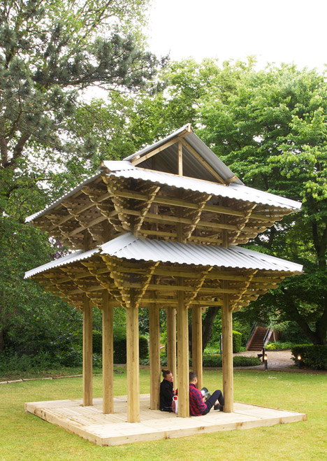 Japanese wooden temple at Dorich House Museum by Kingston University students