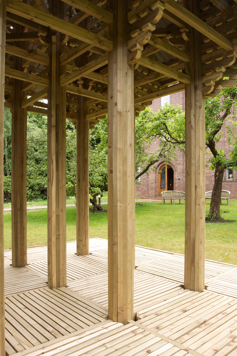 Japanese wooden temple at Dorich House Museum by Kingston University students