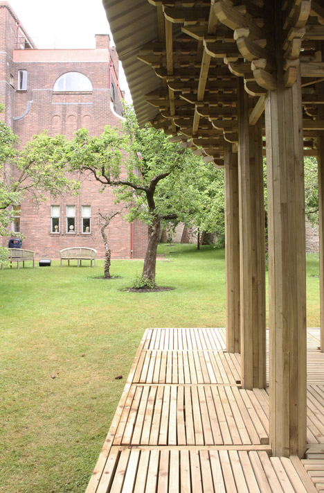 Japanese wooden temple at Dorich House Museum by Kingston University students