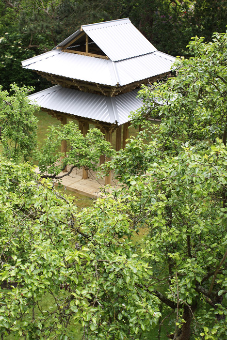 Japanese wooden temple at Dorich House Museum by Kingston University students