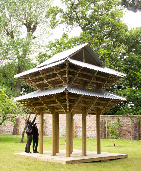 Japanese wooden temple at Dorich House Museum by Kingston University students