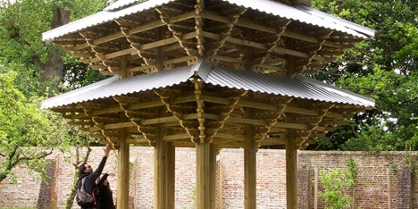 Japanese wooden temple at Dorich House Museum by Kingston University students